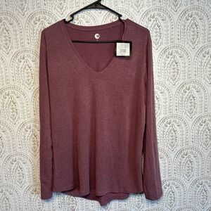 A&I Womens Long Sleeve V-Neck Top Mauve Pink Ephemera XL NWT